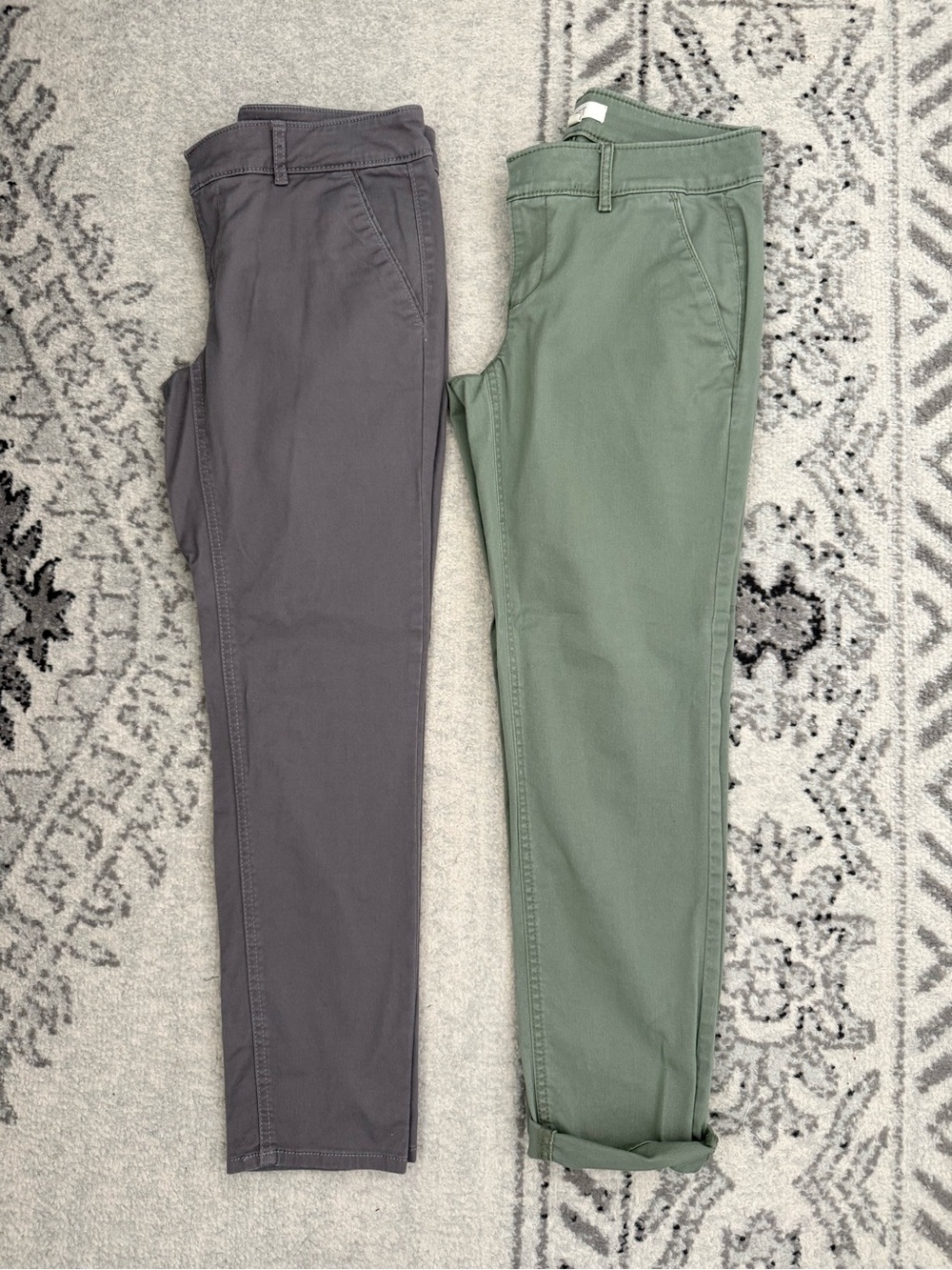 TWO Pairs of Loft Chinos - Sage Green & Gray